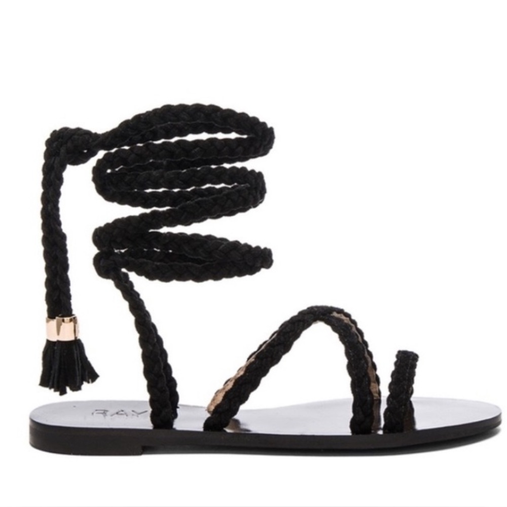 RAYE EUC Sadie Braid Gladiator Sandal Black Size 38 /‎ 8